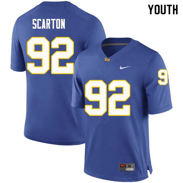 Youth #92 Jake Scarton Pittsburgh Panthers College Football Jerseys Sale-Royal